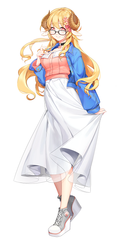 animal_ears, arpiel, blonde_hair, cecil_(arpiel), glasses, horns, long_hair, non-web_source