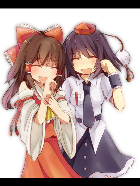^_^, ame, ame_(candycircle), ascot, black_hair, bow, brown_hair, closed_eyes