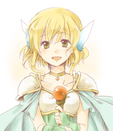 1girl, :d, blonde_hair, bridal_gauntlets, cape, feather, fire_emblem, fire_emblem:_seisen_no_keifu
