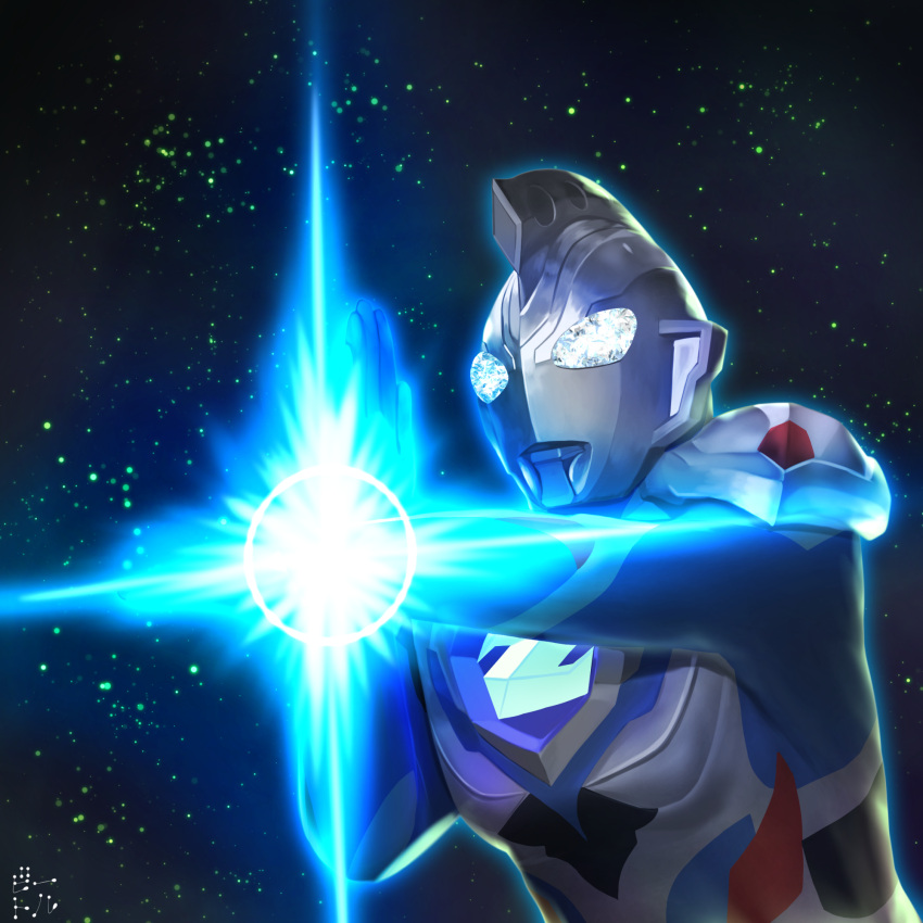 1boy, alien, armor, artist_name, bettle_(b_s_a_n), black_skin, blue_skin, chest_guard