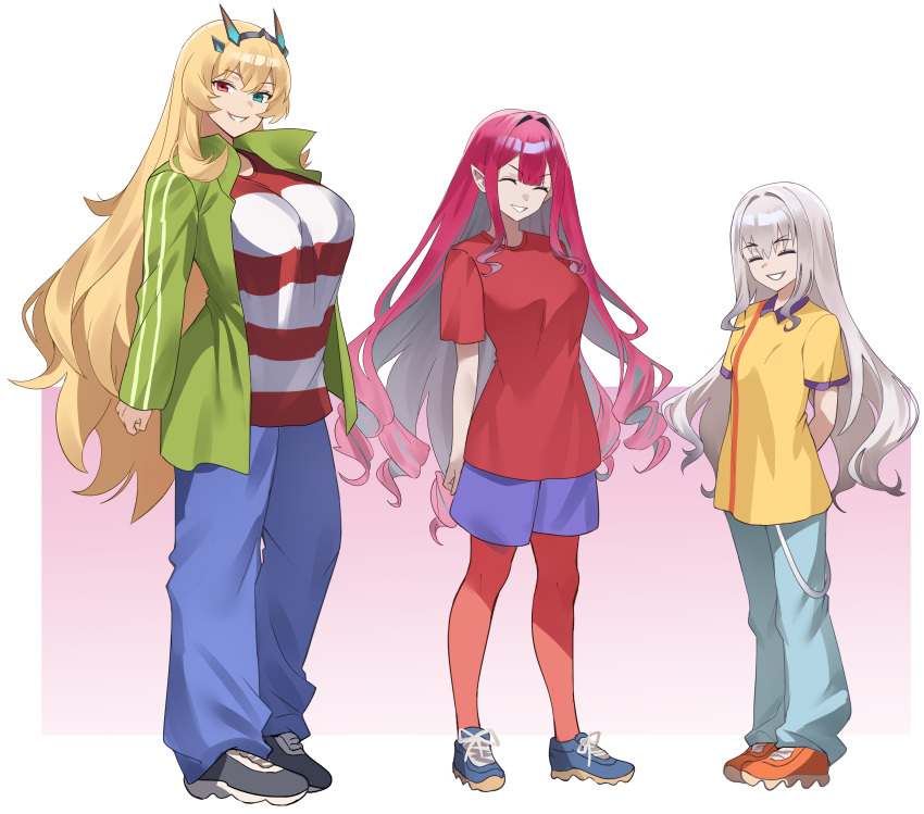 3girls, absurdres, baobhan_sith_(fate), barghest_(fate), blonde_hair, breasts, closed_eyes, cosplay