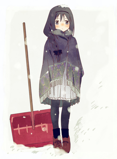 1girl, akemi_homura, alternate_costume, alternate_hairstyle, artist_request, bad_id, bad_twitter_id, black_hair
