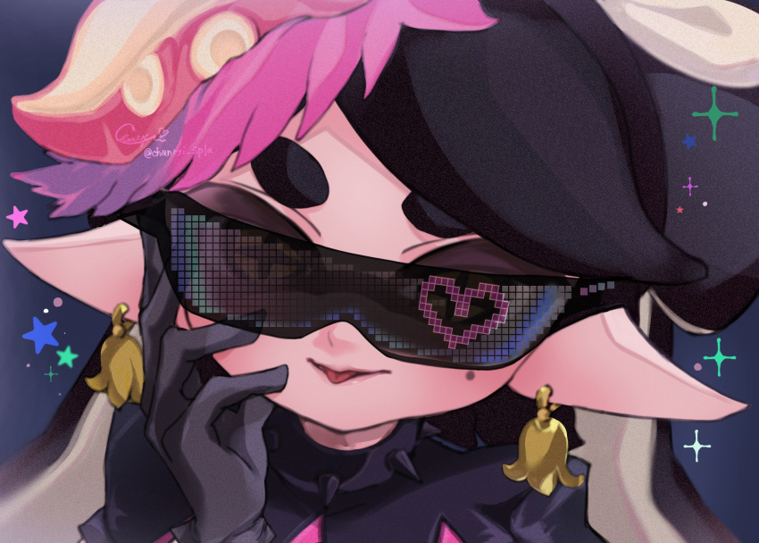 +_+, black_hair, callie_(splatoon), chanryi, close-up, commentary, earrings, food