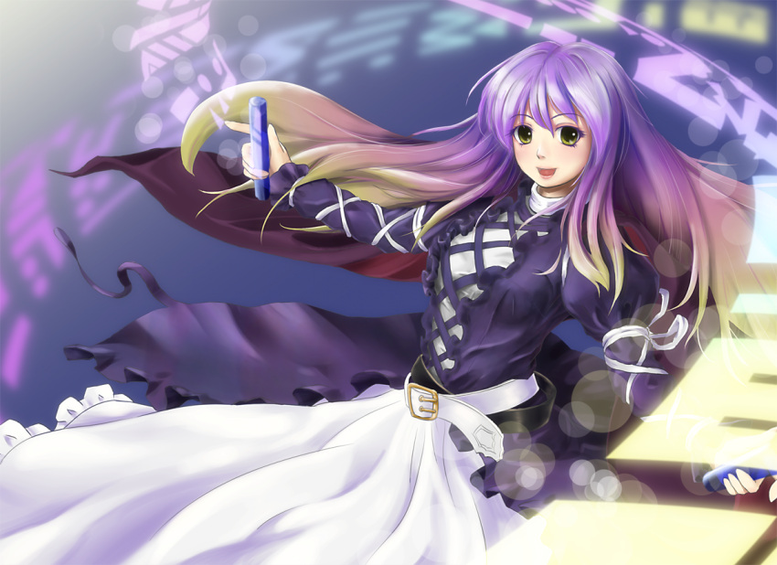 :d, belt, blonde_hair, blurry, bokeh, depth_of_field, doboru_(pixiv20862474), dress