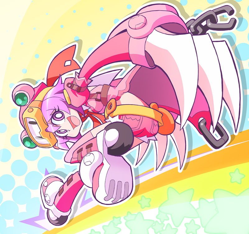 claws, goggles, hat, maron_macaron, nom, open_mouth, pink_eyes, pink_hair