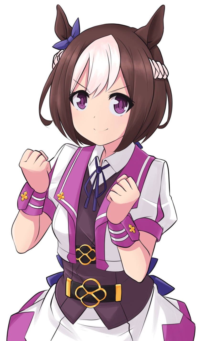 1girl, animal_ears, blush, bow, braid, brown_hair, clenched_hands, closed_mouth