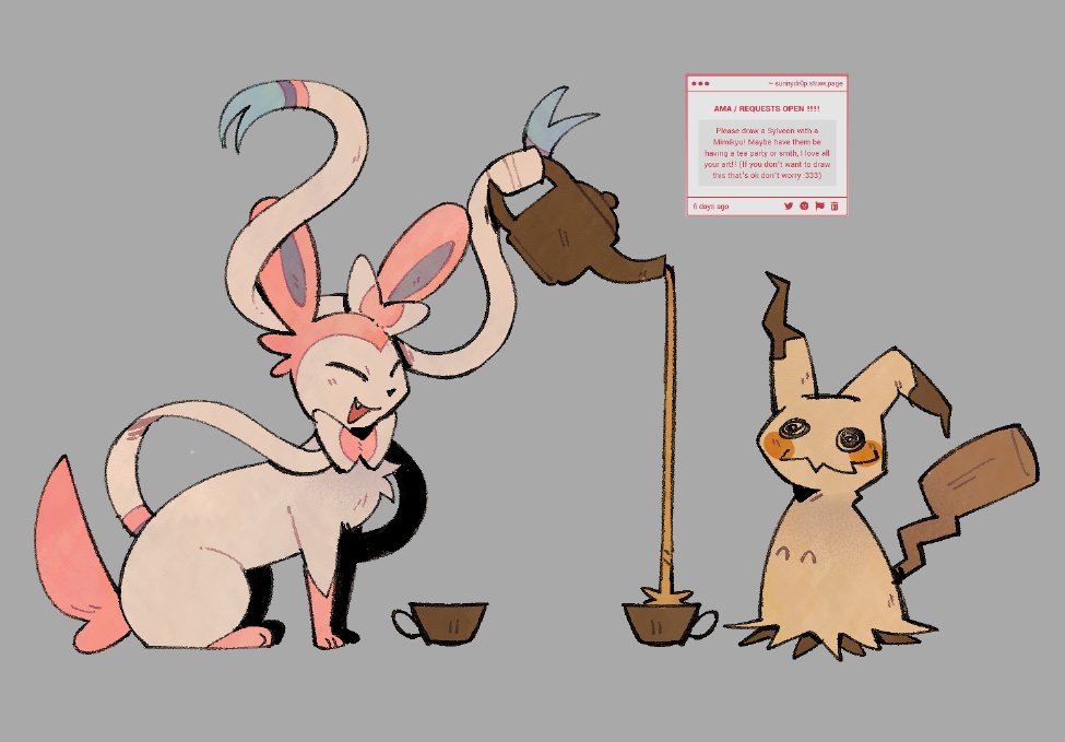 :d, animal_focus, bow, closed_eyes, drawn_eyes, fang, full_body, grey_background