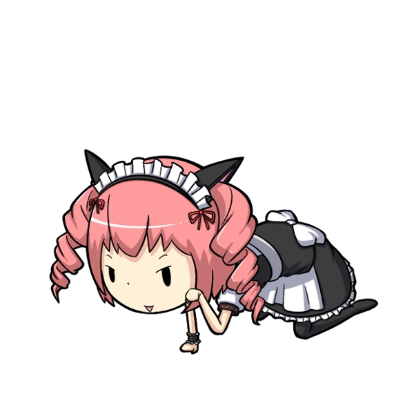 all_fours, animal_ears, apron, black_legwear, bow, cat_ears, cat_pose, chibi