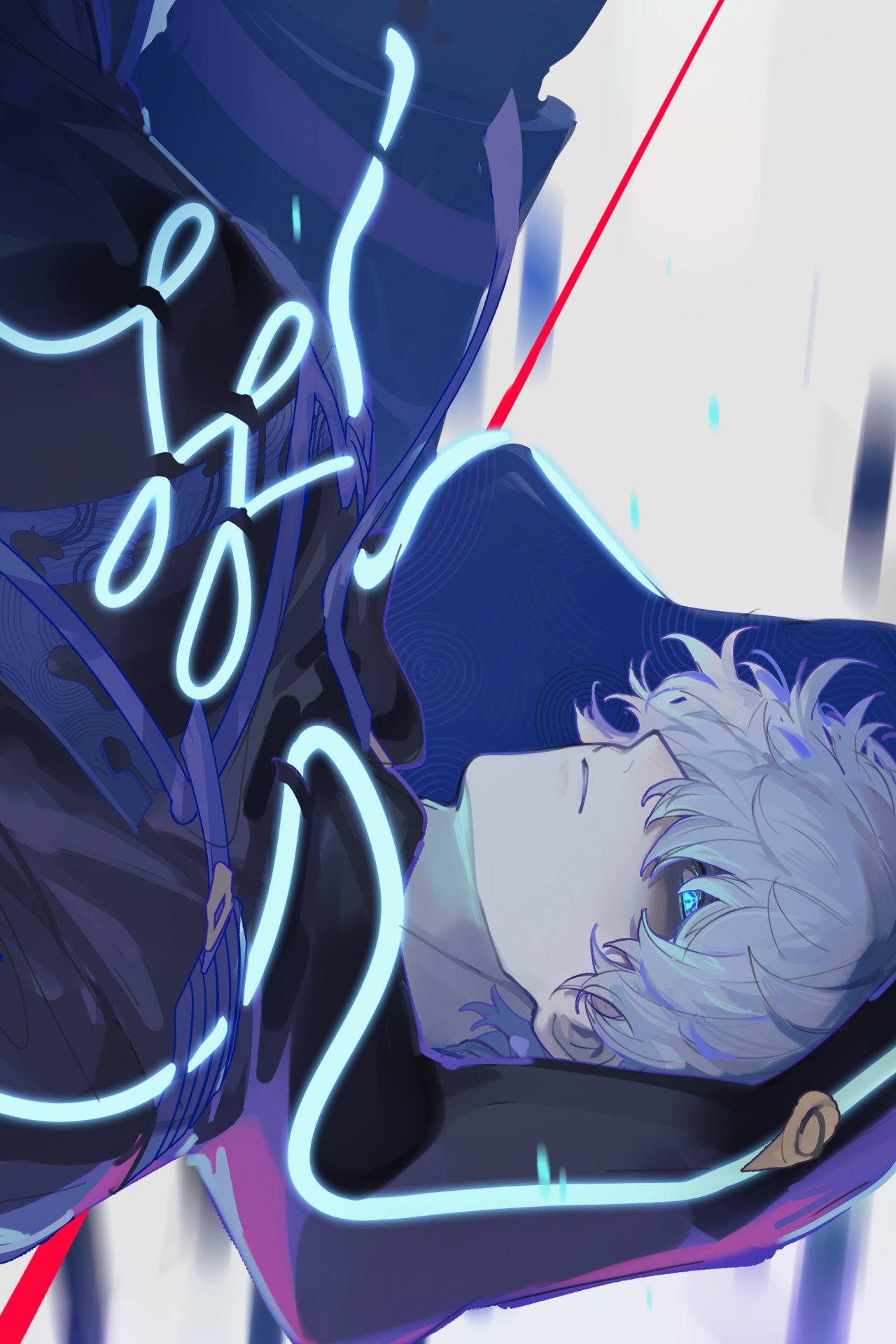 1boy, angry, black_jacket, blurry, blurry_background, close-up, commentary, curly_hair