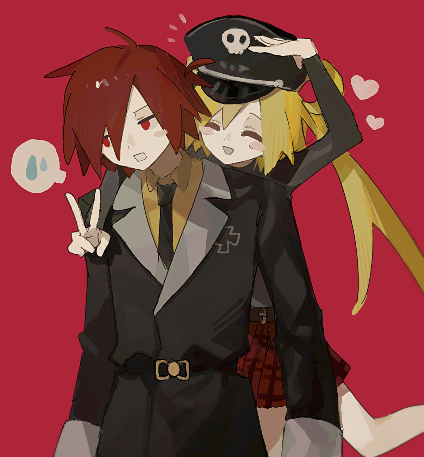 :d, anonymous1203, belt, black_belt, black_hat, black_jacket, black_necktie, blonde_hair