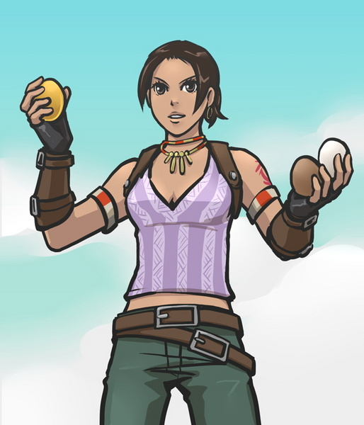 dark_skin, eggs, lips, resident_evil, resident_evil_5, sheva_alomar, smile