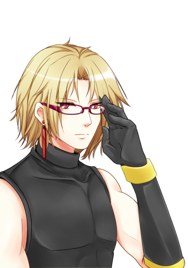 adelheid_bernstein, bad_id, bespectacled, bishounen, blonde_hair, earrings, glasses, gloves