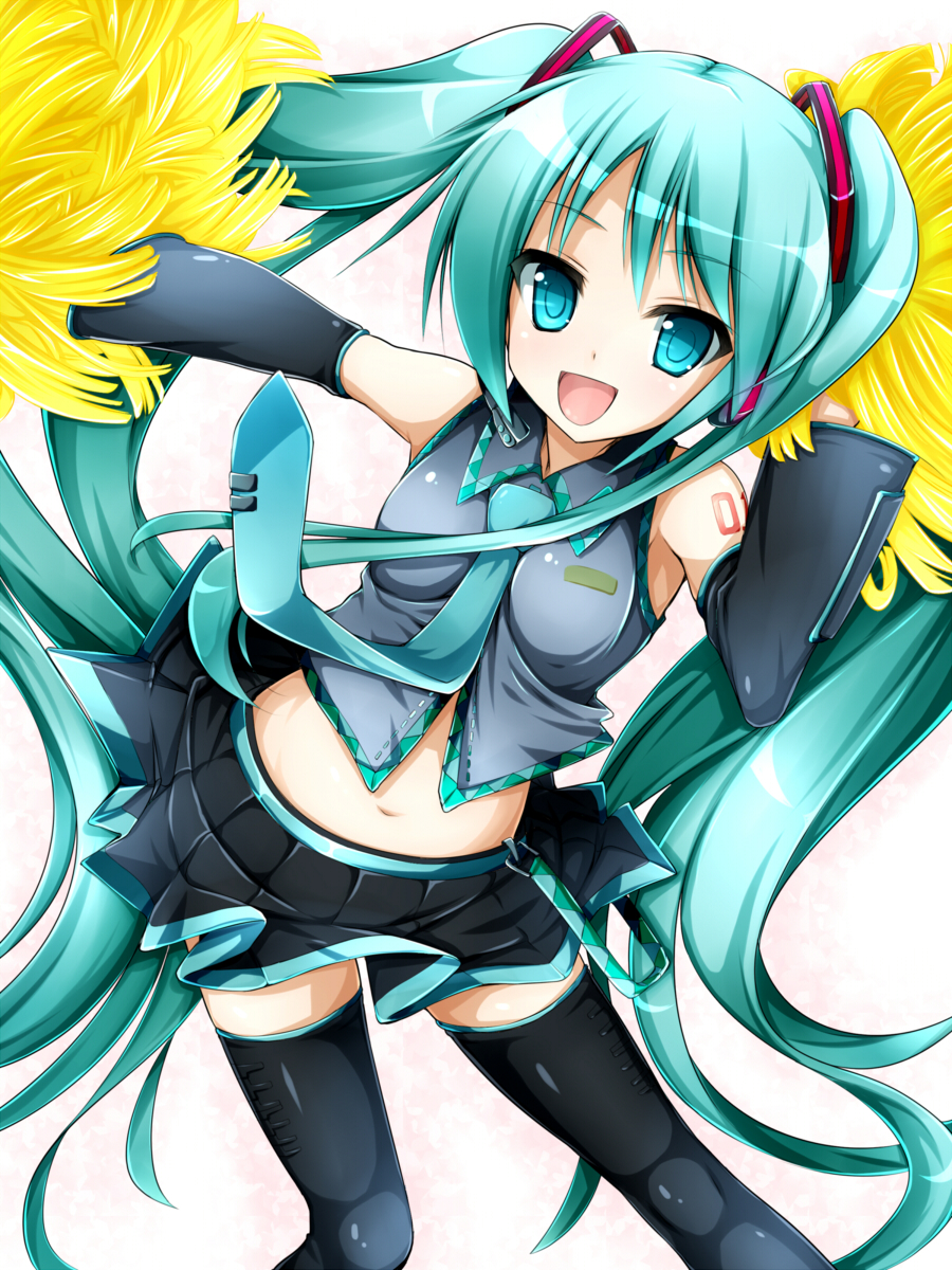 :d, aqua_eyes, aqua_hair, detached_sleeves, hatsune_miku, highres, komo_egg, long_hair