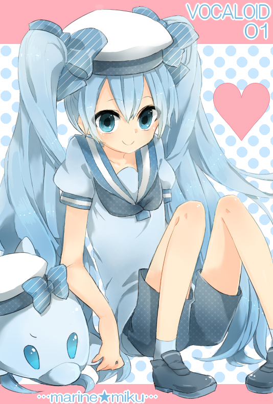 asapaa, bad_id, blue_hair, bow, hair_bow, hat, hatsune_miku, long_hair