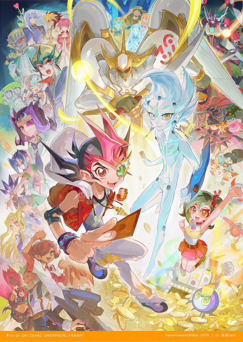 6+boys, 6+girls, absurdres, arito_(yu-gi-oh!), armpits, astral_(yu-gi-oh!), baby_tiragon, black_hair