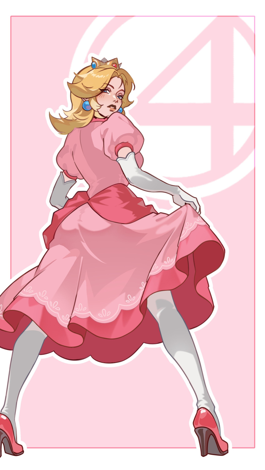 1girl, absurdres, blonde_hair, blue_eyes, blue_gem, cosplay, crown, dress