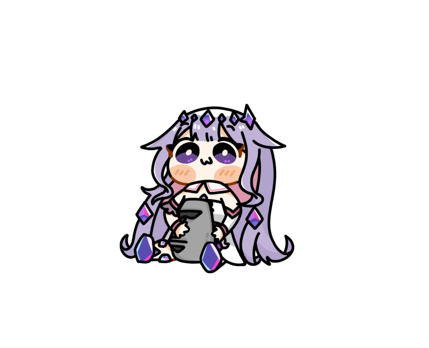 1girl, alicemuyuki, arm_garter, blush_stickers, bright_pupils, chibi, chibi_only, circlet