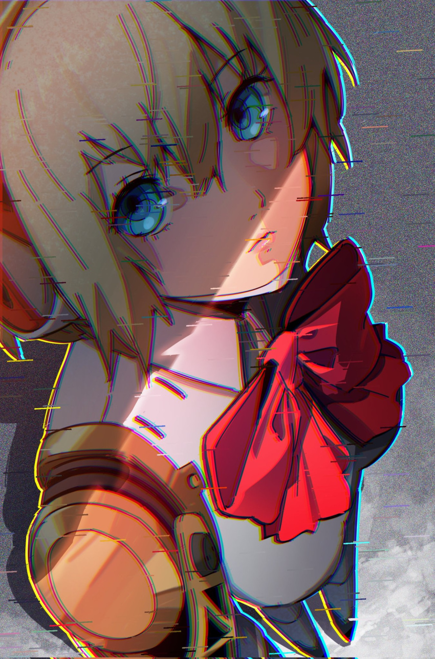 1boy, aigis_(persona), android, blonde_hair, commentary, gold_hairband, hairband, headphones, highres, joints, nerula_fujii, persona, persona_3, robot_ears, robot_girl, robot_joints, solo