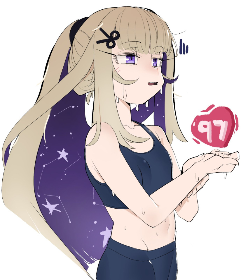 1girl, amanogawa_shiina, blonde_hair, colored_inner_hair, commentary, highres, jushikuroni, long_hair