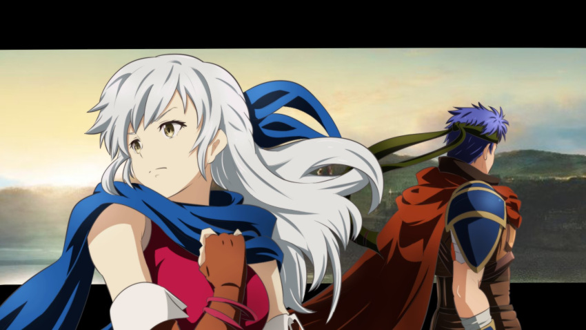 1boy, 1girl, armor, blue_hair, closed_mouth, commentary_request, fire_emblem, fire_emblem:_radiant_dawn
