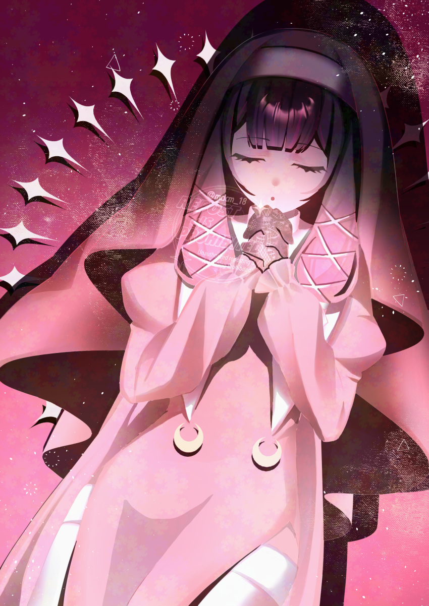 1girl, alternate_costume, black_hair, closed_eyes, columbina_(genshin_impact), commentary_request, dress, genshin_impact