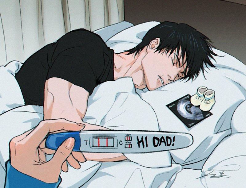 1boy, 1girl, black_hair, black_shirt, closed_eyes, commentary_request, fushiguro_toji, holding