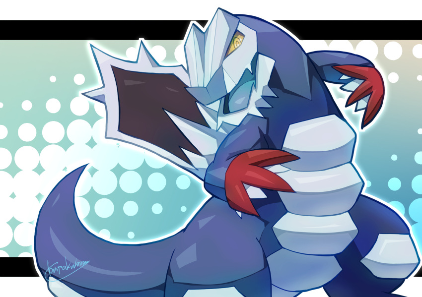 artist_name, baxcalibur, commentary_request, highres, looking_at_viewer, no_humans, open_mouth, pokemon