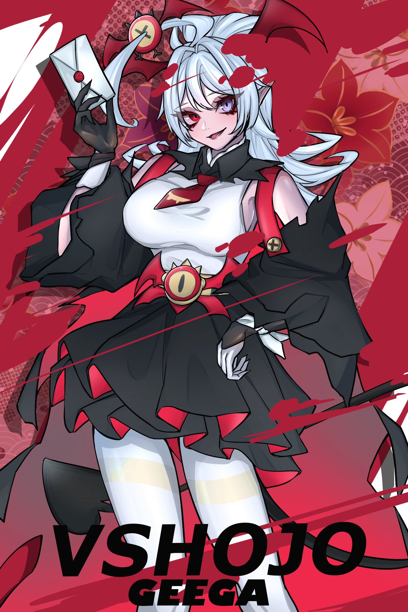 1girl, ahoge, black_gloves, black_skirt, blue_eyes, breasts, detached_sleeves, dradra_tw