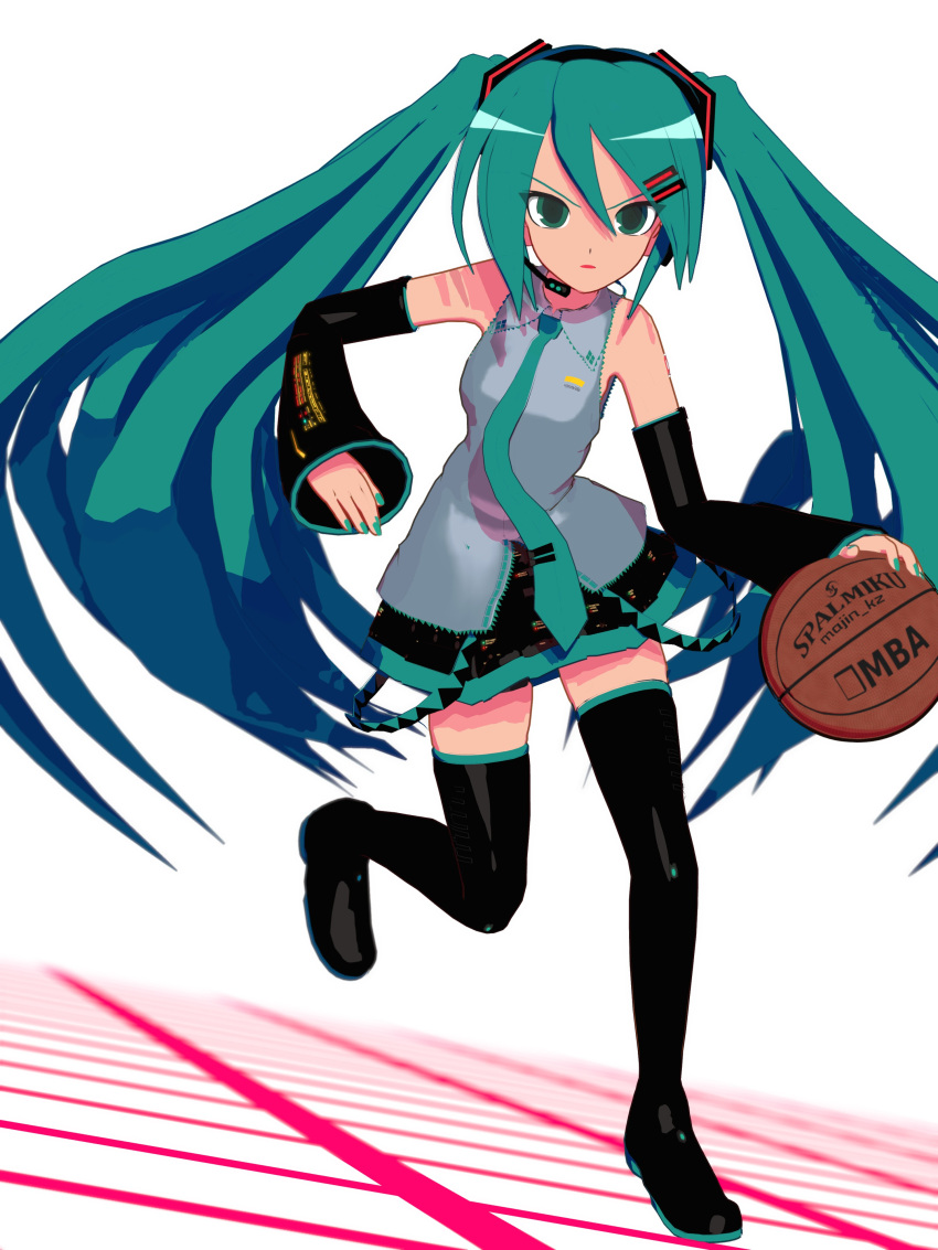 1girl, 3d, absurdres, animasa_model_(mikumikudance), aqua_eyes, aqua_hair, aqua_necktie, ball