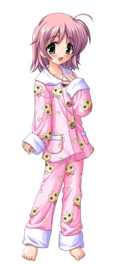 1girl, 2000s_(style), animal_print, asakura_yuuna, barefoot, cat_print, green_eyes, hajimete_no_oisha-san