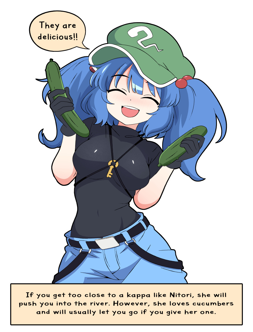 absurdres, belt, black_belt, black_gloves, black_shirt, blue_hair, breasts, closed_eyes
