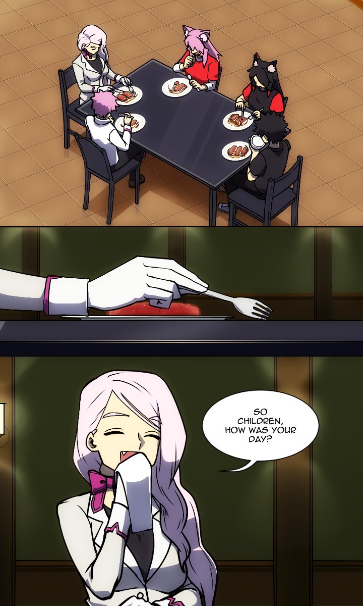 2boys, 3girls, animal_ears, black_hair, black_pants, black_shirt, breasts, brother_and_sister