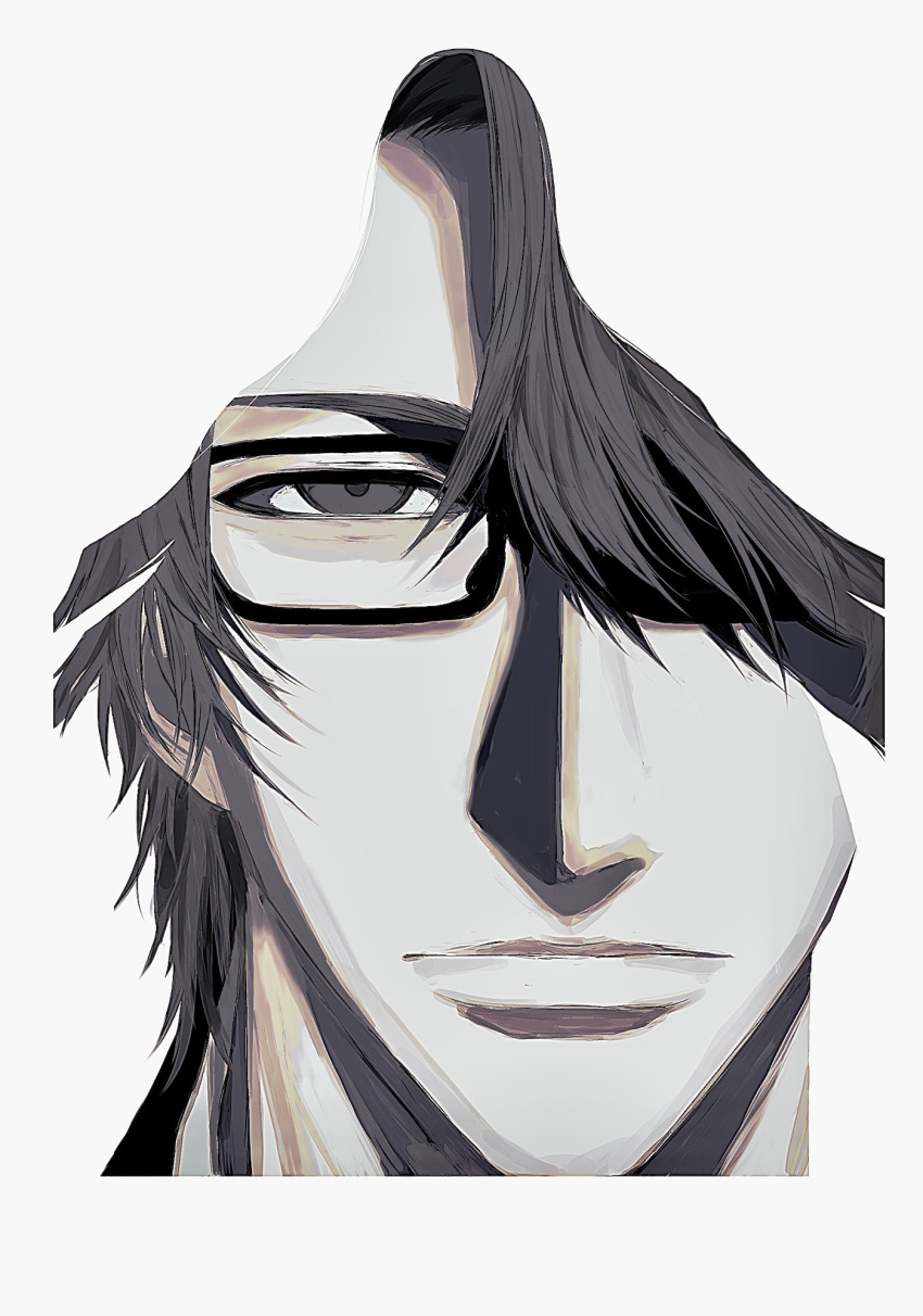 2boys, aizen_sousuke, black-framed_eyewear, bleach, closed_mouth, ganmenyoi, glasses, grey_eyes