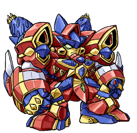 armor, clenched_hand, clenched_hands, commentary_request, drill, green_eyes, grungust_sanshiki, mecha