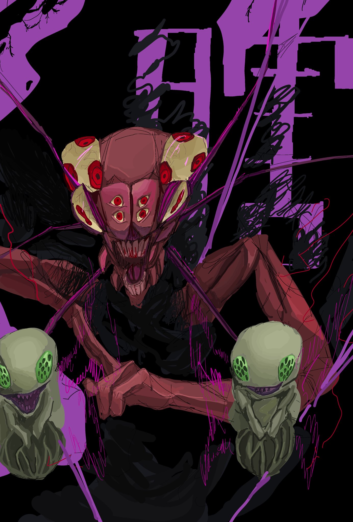 bug, cockroach, commentary_request, curse, cursed_spirit_(jujutsu_kaisen), extra_arms, extra_eyes, gigan_(gigan1024896)