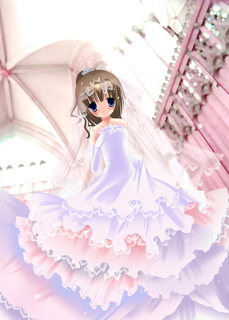 dress, elbow_gloves, frills, gloves, himemiya_niina, lace, original, solo