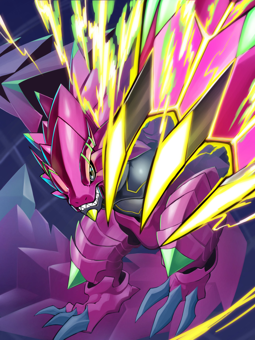 absurdres, armalizamon, armor, claws, digimon, digimon_(creature), digimon_beatbreak, electricity