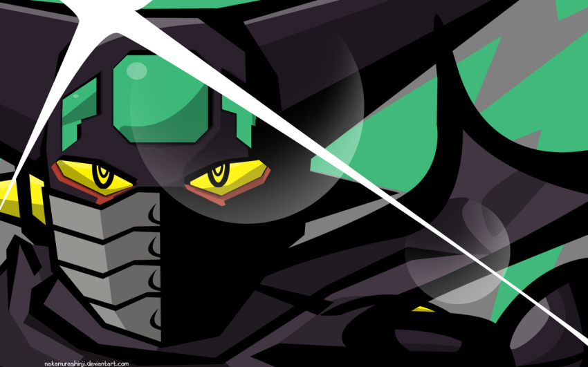 black_getter, eyecatch, getter_robo, getter_robo_armageddon, mecha, no_humans, style_parody, tengen_toppa_gurren_lagann