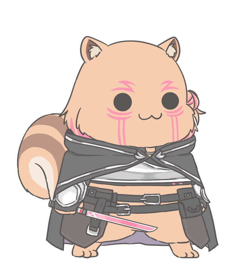animal_ears, ayunda_risu, ayunda_risu_(dark_side), chibi, cloak, commentary, facepaint, hololive