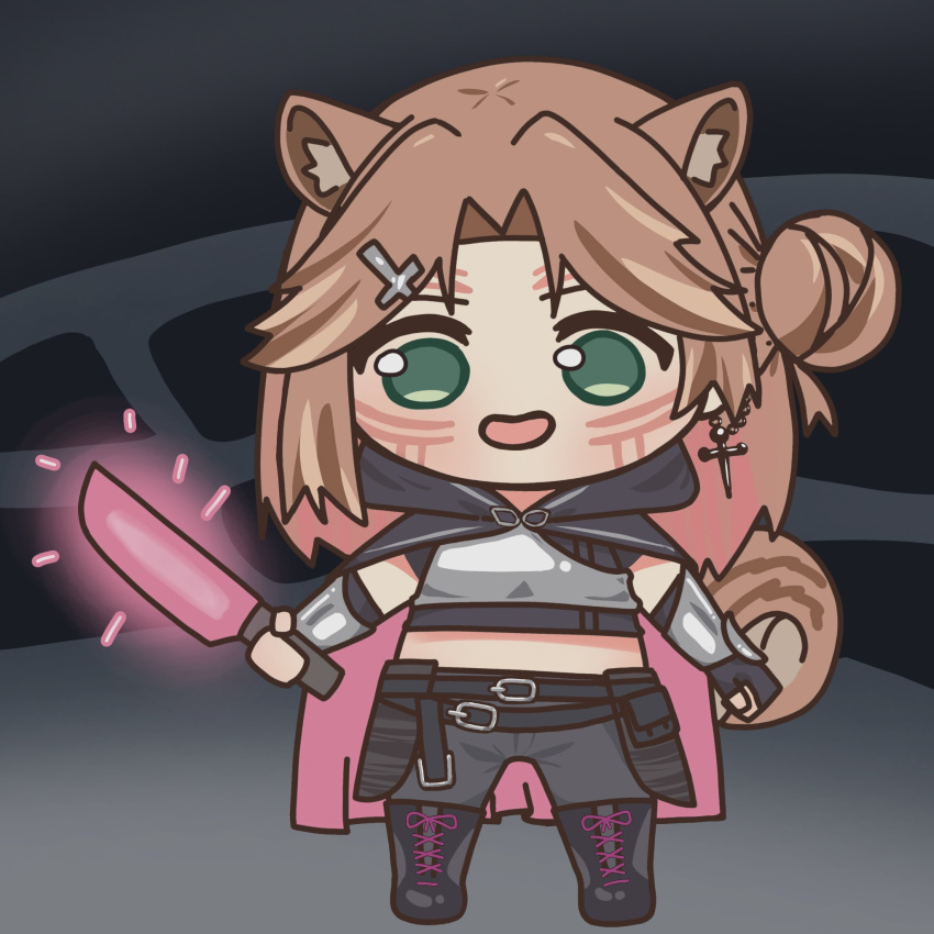 1girl, a_kusa, animal_ears, ayunda_risu, ayunda_risu_(dark_side), blush, brown_hair, chibi