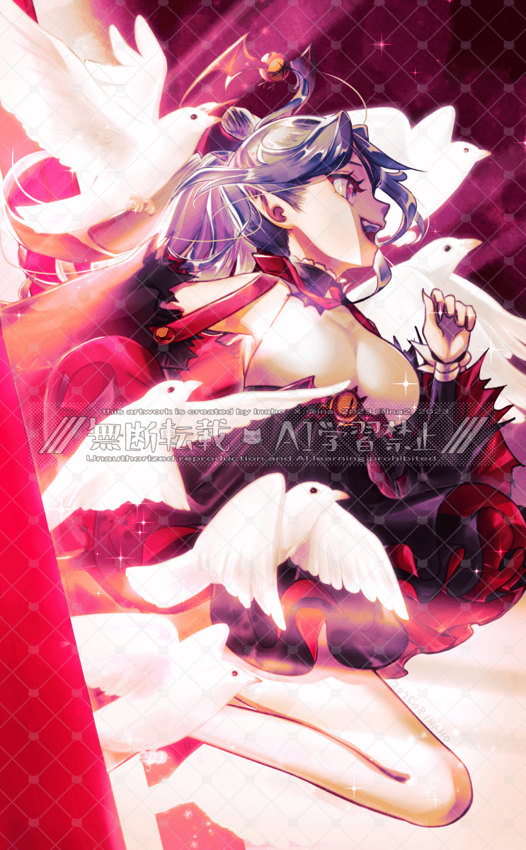 1girl, ahoge, bird, black_skirt, breasts, commentary, detached_sleeves, dove