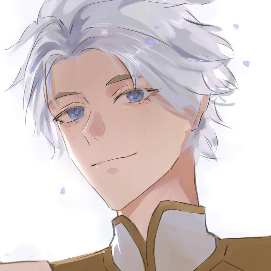 1boy, aegyo_sal, blue_eyes, commentary, emosunfish, looking_at_viewer, male_focus, nice_(to_be_hero_x)