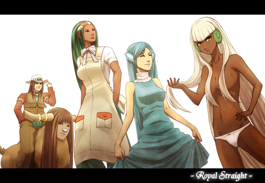 aloe_(pokemon), alternate_hairstyle, apron, blue_hair, bouffalant, breasts, brown_eyes, buffalo