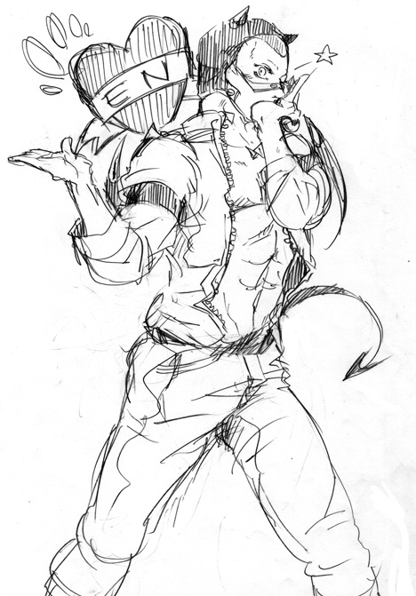 chota, dorohedoro, fabulous, heart, male, monochrome, muscle, open_clothes