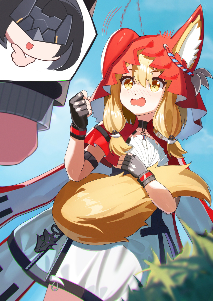2girls, @_@, absurdres, animal_ear_fluff, animal_ears, arknights, arknights:_endfield, black_gloves
