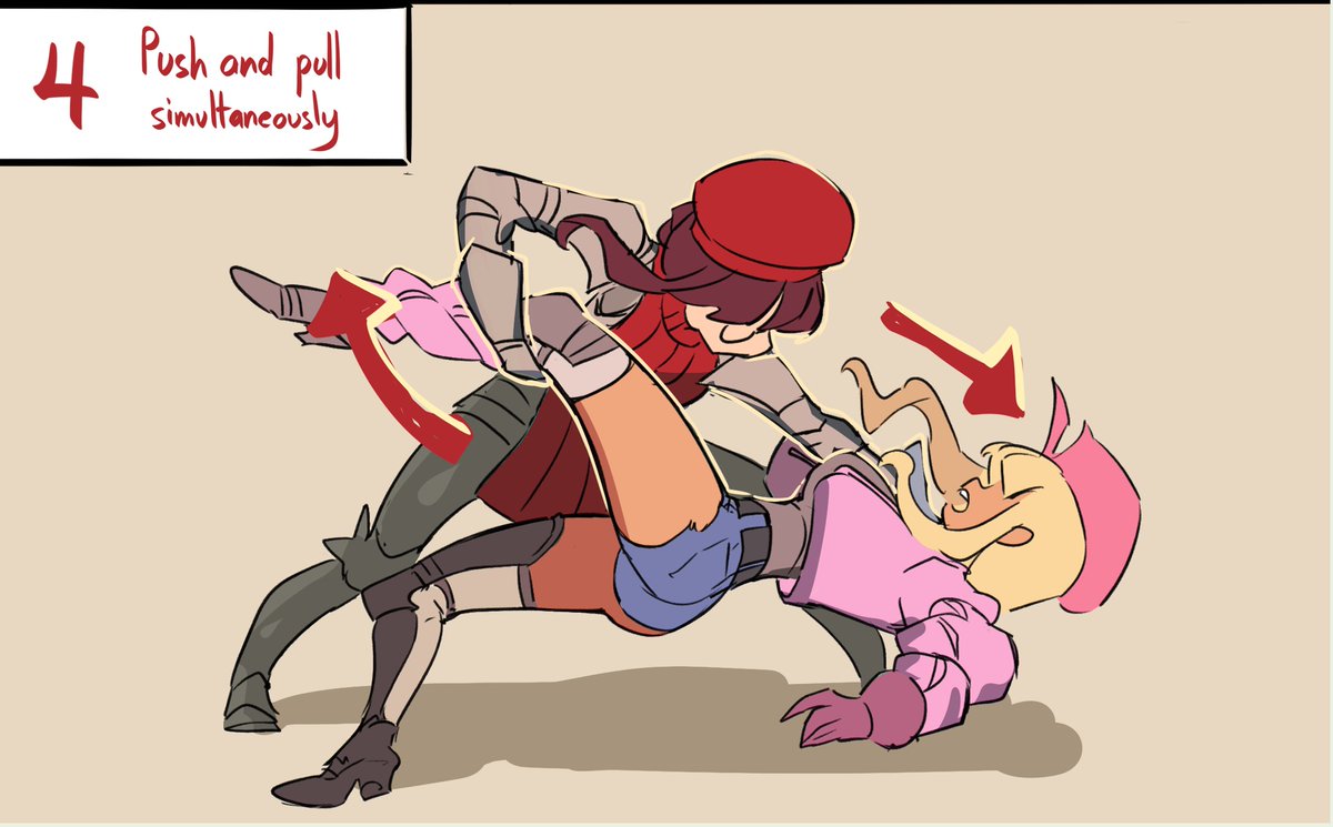 2girls, armor, arrow_(symbol), blonde_hair, breasts, brown_hair, centurii-chan, commentary, condottiere_(centurii-chan), english_commentary, glasses, gloves, gyaru_landsknecht_(centurii-chan), hat, multiple_girls, open_mouth, original, pink_hat, red_hat, short_shorts, shorts, tan, wrestling
