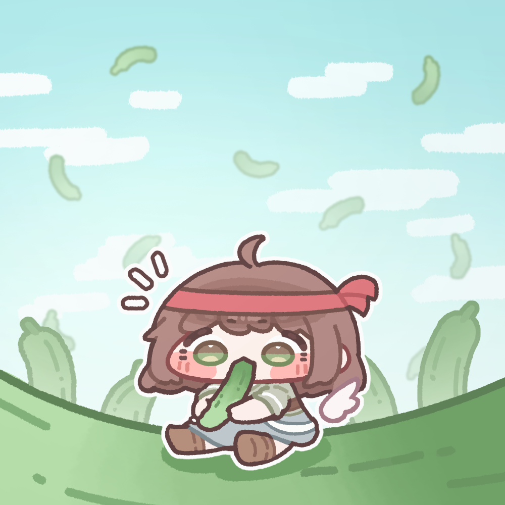 1girl, ahoge, blue_sky, blush_stickers, boots, brown_boots, brown_hair, chibi