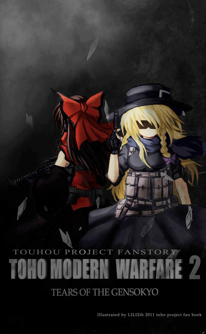 assault_rifle, blonde_hair, bow, brown_hair, call_of_duty, call_of_duty:_modern_warfare_2, fingerless_gloves, gloves