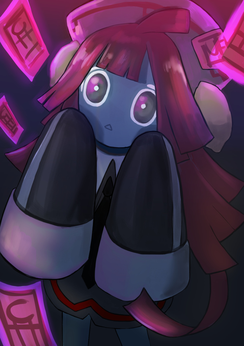 1girl, colored_eyelashes, colored_skin, commentary, cookie_run, cookie_run:_ovensmash, grey_skin, highres