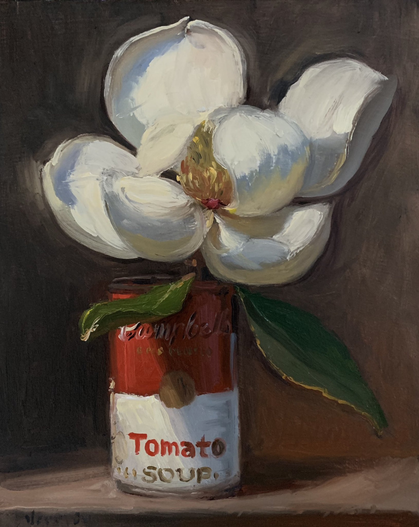 artist_name, campbell's, canned_soup, flower, highres, magnolia, no_humans, noah_verrier
